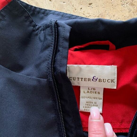 Cutter & Buck men’s windbreaker Zip up jacket SZ large Golf Navy & Red - Picture 4 of 9